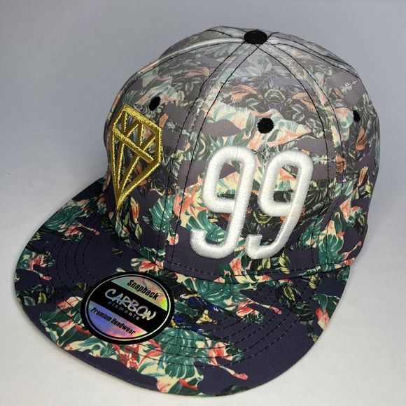 Carbon Elements Snapback Hat/ Cap Diamond 99 Embroided Gold White Adjustable - Picture 2 of 16